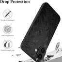 LSL Case for iPhone 16 Plus Black Floral Flower Pattern Print Design Soft TPU Full Camera Lens Anti-Drop Anti-Scratch Shockproof Protective Slim Cover for Women Girls