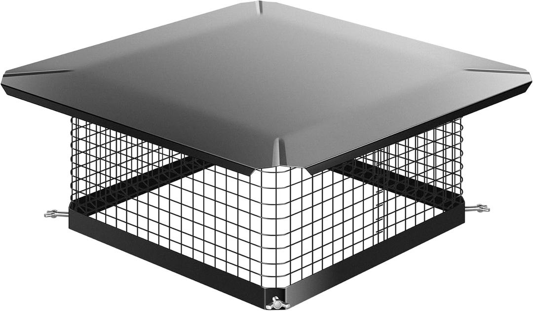 VIVOHOME 13x13 Inch Chimney Cap, Square Chimney Cover, Galvanized Steel Fireplace Flue Lid for Outside, Black Chimney Rain Caps with Single Bolt-on