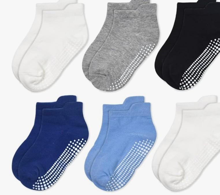 GRPSKCOS Non Slip Toddler Baby Socks Pair of 6 Anti Skid Ankle Socks for Girls Boys Grips Sock for 0-7 Years Children