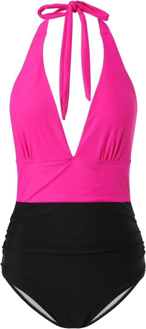 Women's Sexy 1 Piece Swimsuit High Waist Backless Color Matching, Fashionable Beach Swimsuit, Sexy Hot Transparent, XL 