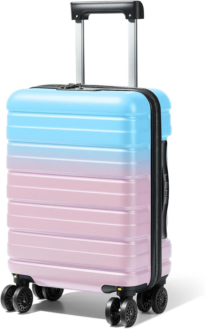 Lekesky 16 Inch Underseat Carry On Luggage Airline Approved, Small Hard Shell Suitcase with TSA Lock Spinner Wheels, Lightweight Personal Item Carry-On for Travel, Cotton Candy