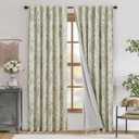 jinchan Blackout Floral Curtains for Living Room Bedroom Linen Blend Curtain Farmhouse Green Printed with Lined Back Tab Rod Pocket Drapes Window Treatments 2 Panels 90 Inch