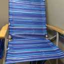 Tall Beach Chairs for Adults, 17" High Backpack Beach Chair with Wooden Armrests, 5 Positions Reclining Heavy Duty Chair with Large Cooler Pouch, Support to 350LBS Striped Blue, 1 pack