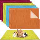 Barydat 8 Pcs Guinea Pig Cage Liner for Guinea Pig Cage Bedding Reusable Rabbit Mat Pad Washable Training Pad Animal Sleeping Bedding Mat(24x16'',Champagne, Lake Blue, Dark Purple, Grass Green)