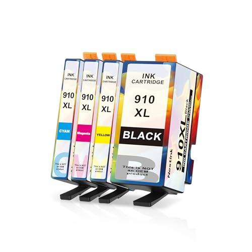 Nestink 910XL Ink Cartridges Combo Pack Replacement for HP Ink 910 XL Compatible with OfficeJet Pro 8020 8025 8028 8035 8030 8010 8015 8018 8022 Printer (1 Black,1 Cyan,1 Magenta,1 Yellow)