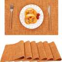 SHACOS Fabric Placemats Set of 6 Washable Heat Resistant Place Mats Non Slip Thick Cloth Placemats Reversible Table Mats Indoor Outdoor Home Wedding Table Decor, Orange
