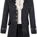 Mens Steampunk Medieval Jacket Pirate Viking Renaissance Costume Formal Tailcoat Gothic Victorian Halloween Tuxedo Coats (Black)