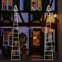 CAMANTU Christmas Ladder Lights with Santa Claus, 248 LED Rope Ladder Light, 8 Lighting Modes & 6H Timer, Waterproof Xmas Decorations Light for Indoor Outdoor, Yard, Porch, Wall, Christmas Tree Decor (Warm White)