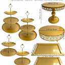 8 Pcs Cake Stands Set Metal Dessert Table Display Tiered Cupcake Holder Candy Donut Fruit Plate Cake Serving Tray Candlestick Display Treats Serving Tower for Wedding Birthday Party Decor (Gold)