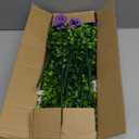 18 Pcs Artificial Fake Pansy Flowers for Outdoor, Faux Silk Pansies Spring Flowers for Outside for Planter Front Door Porch Yard Patio Window Box Home Decor (18, Purple, Yellow, White)