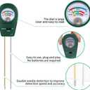 3 in 1 Soil Tester, Soil Fertility Test, Measure pH of Garden, Lawn Care, Potted, Horticultural Soil Moisture Meter Sensor, No Battery (Green)