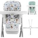 Lunobubo Baby High Chair Cover 2-in-1 Reversible, Includes 5-Point Harness Strap, Waterproof & Soft Dual-Side High Chair Pad Cushion, Machine Washable, Extra Thick Highchair Protector - Green