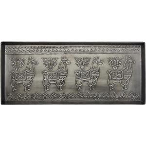HF by LT Llama Pattern Metal Boot Tray, 30 x 13 inches, Antique Zinc Finish