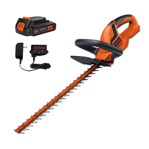BLACK+DECKER 20V MAX Cordless Hedge Trimmer, Battery and Charger Included, 22 Inch Steel Blade Lightweight Bush Trimmer, Soft Grip, Less Vibration (LHT2220)