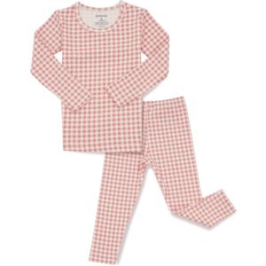 AVAUMA Baby Boys Girls Pajama Set 6M-7T Kids Cute Toddler Snug fit Pattern Design Pjs Cotton Sleepwear (Check.Pink.S) 12