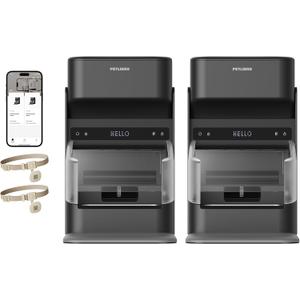 PETLIBRO RFID Cat Feeders for 2 Cats, Collar Sensor for Personalized Meals, Cats Recognition, Diet Tracking and Anti-Stealing for Multi-Pets Homes and Different Diets, Automatic Pet Feeder (Pack of 2) (Black)