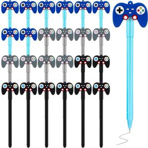 Tinlade 24 Pcs Video Game Pens Gamer Party Favors Video Gaming Themed Birthday Party Favor Gifts Controller Ink Kids Pens for Boys Classroom Prizes (Black,Blue,Gray)