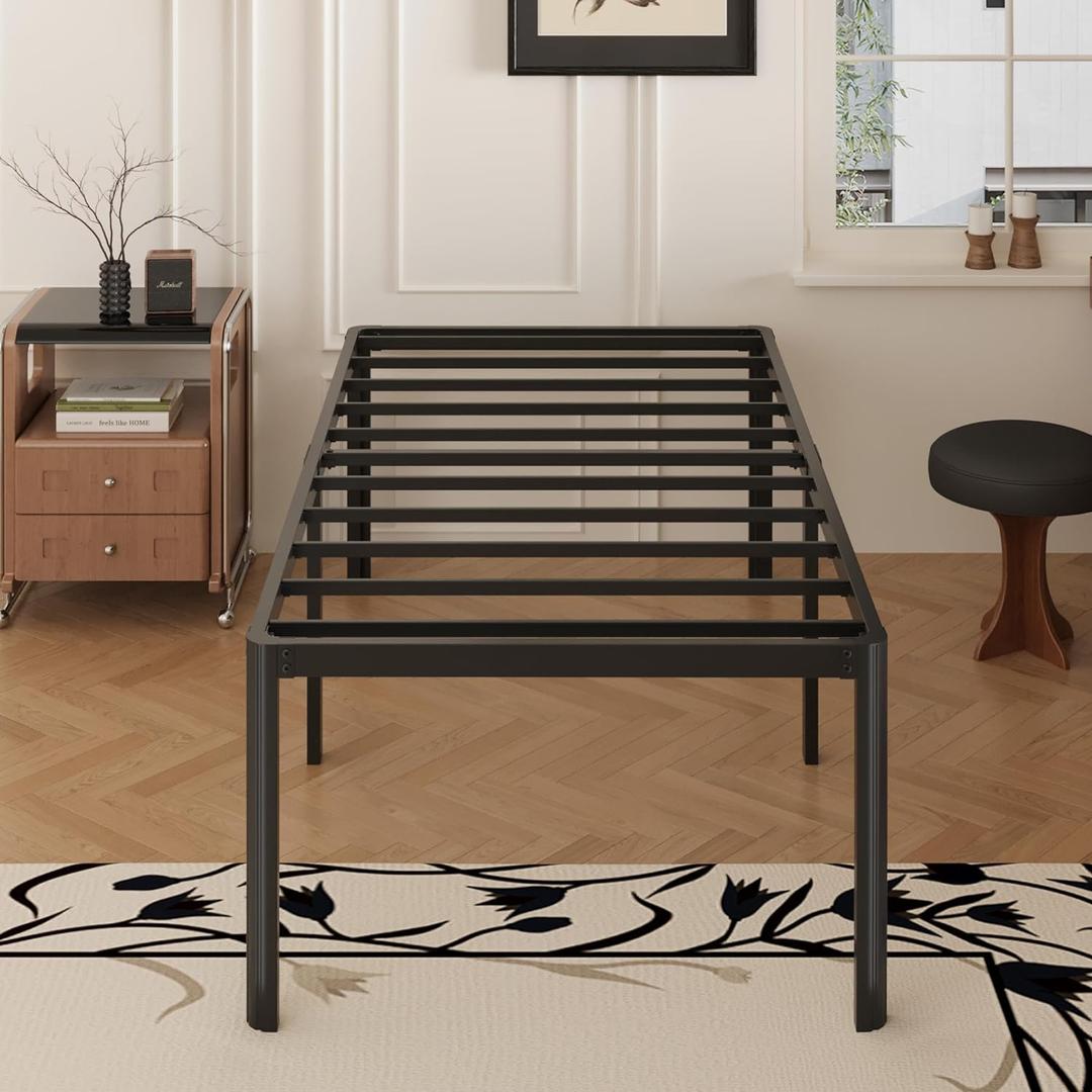 Yicensen 20 Inch High Twin XL Bed Frames with Rounded Corner Legs, Heavy Duty XL Twin Metal Platform Bed Frame No Box Spring Needed, Easy Assembly, Noise Free, Black