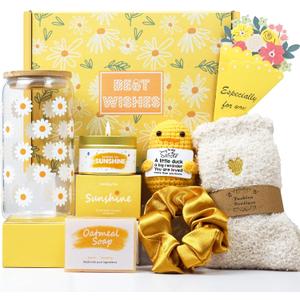 Sister Gifts, Sisters Gifts from Sister, Unique Gift for Sisters Birthday Gift Set for Her Stocking Stuffer with 16oz Glass Cup -Brighten up Her Day!