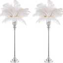 NUPTIO Centerpiece Vase Tall Wedding: 2 Pcs 30.5" Silver Flower Stand for Table Metal Trumpet Vase for Party Decorations