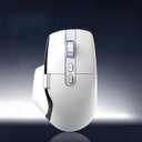 Ergonomic Wireless Mouse with Infinite Scroll & Side Scroll Wheel, Bluetooth & 2.4G Rechargeable Office Mouse, 5-Device Multi-Connection, OLED Display, PixArt 3220 Sensor for Laptop PC Mac (White)