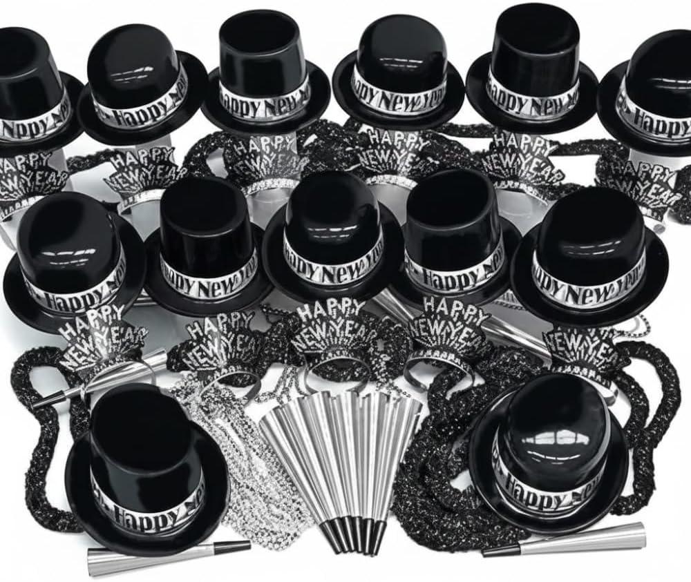 Silver Showboat New Years Party Kit for 100 Guests For New Year Eve Party.