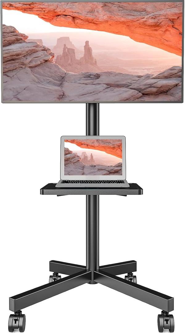 AX WABER Mobile TV Stand for 23-60 Inch LCD LED Flat/Curved Panel Screen TVs, Rolling TV Cart Holds up to 88Lbs Portable Stand with Shelf Rolling Floor Max VESA 400x400mm