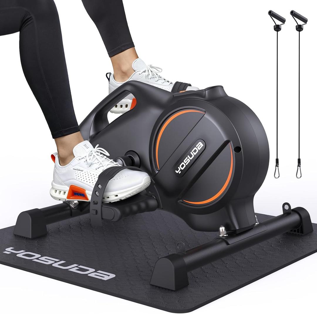 YOSUDA Under Desk Bike with 16-Level Magnetic Resistance & Bluetooth App Quiet Pedal Exerciser While Sitting, Mini Exercise Bike for Adults & Seniors, Arm and Leg Machines for Office & Home, 19.69"D x 17.71"W x 12.99"H