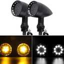 DREAMIZER Universa Motorcycle LED Turn Signals Light Bullet Front Running Indicator Lamp Compatible with Sportster Iron 883 1200 Softail Dyna - 2Pcs Black, Front
