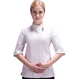 Women's Chef Coat Classic 3/4 Sleeve Hotel Kitchen Restaurant Summer Chef Jacket, Size L