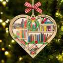 Just a Girls Who Love Books Ornament, Reading Book Lover Wooden Ornaments for Christmas Tree Decoration, Book Theme Reading Books Ornaments Gift for Teacher, Reader, Bookworm Pack of 2