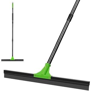 DALIPER Rubber Floor Squeegee with 24” Heavy Duty Silicone Rubber Scraper Head and 60” Long Adjustable Handle, Shower Squeegees for Concrete Floor, on Multi-Surface Tile Glass Pool Garage Cleaning