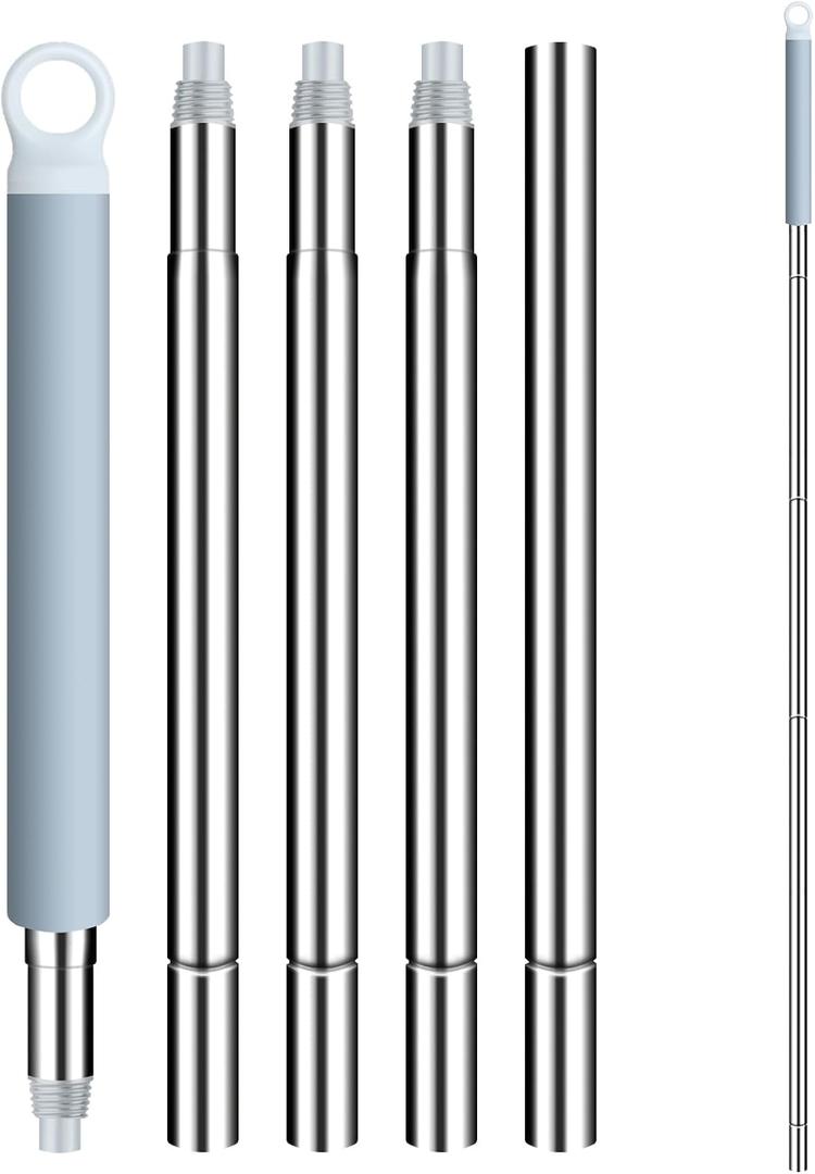 BOSHENG Mop Handle Extension Rods, for Extending Flat Mop, Mop Replacement Handle, Adjustable Steel Mop Handle Rods, 5 Pack