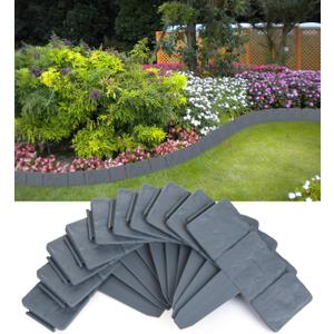 Landscape Edging Border No-Dig for Garden: 9 Inch Tall Flower Bed Border No Dig - 16FT Length Plastic Stone-Like Textured Garden Border for Lawn