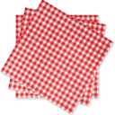 Gatherfun Disposable Red and White Gingham Paper Napkins (Pack of 50) (1-Red Plaid)