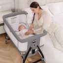 Baby Bassinet, 3-in-1 Bedside Bassinets for Baby, Bassinet Bedside Sleeper with Wheels, Baby Bassinet Bedside Crib with Breathable Mesh, Mosquito Net, 6 Height Adjustable, Large Storage Basket, 35.4‘’L*21.7''W*28''-32.7''H