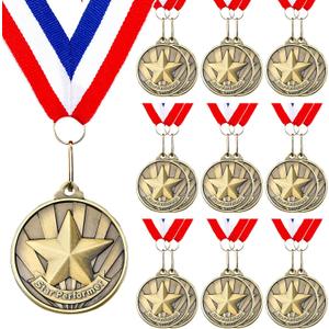 Quelay 20 Pcs 2'' Awards Medals with Neck Ribbons Winner Gold Medals Bulk Metal Trophy Award Prize Gift for Competitions School Education Tournaments Party Favor
