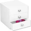 iDesign 3-Drawer Plastic Vanity Organizer, Compact Storage Organization Drawers Set for Cosmetics, Dental Supplies, Hair Care, Bathroom, Dorm, Desk, Countertop, Office, 6.5" x 6.5" x 6.5", White