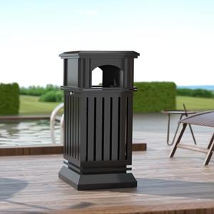 Powlab Outdoor/Indoor Trash Can Commercial Trash Can Waste Container with Perforated Galvanized Steel Panel for Disposal Commercial Waste Container -Black Powlab Outdoor/Indoor Trash Can Commercial Trash Can Waste Container with Perforated Galvanized Steel Panel for Disposal Commercial Waste Container -Black