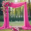Wedding Arch Draping Fabric,2 Panels 18FT Hot Pink Sheer Chiffon Curtain Drapes 6 Yards for Wedding Ceremony Birthday Party Decoration