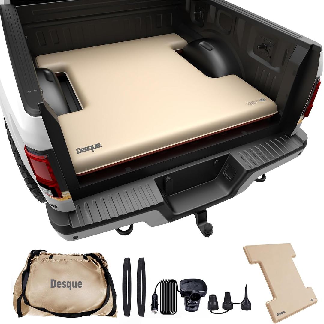 Truck Bed Mattress for 6-6.5Ft, Self-Inflating Mat Full-Size Short Trucks Bed for Outdoor Camping, Pickup Tent Accessories 12V Air Pump, Carry Bag, for Silverado, RAM, F Series, Sierra, Titan