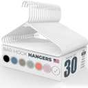 30pk Made in USA Strong Plastic Clothes Hangers Bulk | 30 Pack | Laundry Clothes Hanger | Coat Hangers Plastic | Heavy Duty Plastic Hanger for Closet and Clothing Hangars (White)