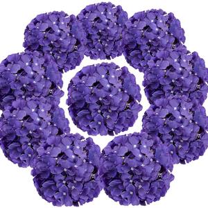 Flojery Silk Hydrangea Heads Artificial Flowers Heads with Stems for Home Wedding Decor,Pack of 10 (Purple)