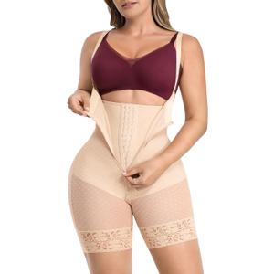 SHAPELLX Fajas Colombianas Shapewear for Women Tummy Control Plus Size Butt Lifting Bodysuit Post Partum Body Shaper (Beige, S)
