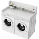 Fabuday 2-Tier Wood Washer Dryer Countertop with Shelf - Two Layers Laundry Topper for Storage & Organization, 54''x27.5''x11.9'' Counter Table with Edge Over Washing & Dryer, Crisp White