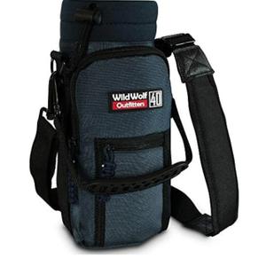 Wild Wolf Outfitters - #1 Best Water Bottle Holder for 40 oz Bottles - Carry, Protect and Insulate Your Flask with This Military Grade Carrier w/ 2 Pockets and an Adjustable Padded Shoulder Strap.