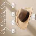 Cinati Cowboy Hat Rack for Wall, 4 Pack Cowboy Hat Holder Wall Mount, Western Rustic Metal Cowboy Hat Hanger, Hat Hooks for Cowboy Hat, Fedora, Sun Hats,Wide Brim Hat Organizer White