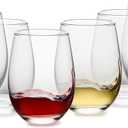 Stemless Wine Glasses Set of 6, 18oz Red White Wine Glasses,Lead-free Wine Glasses for Home, Party, Wedding, Ideal Wine Accessories Gift,Clear