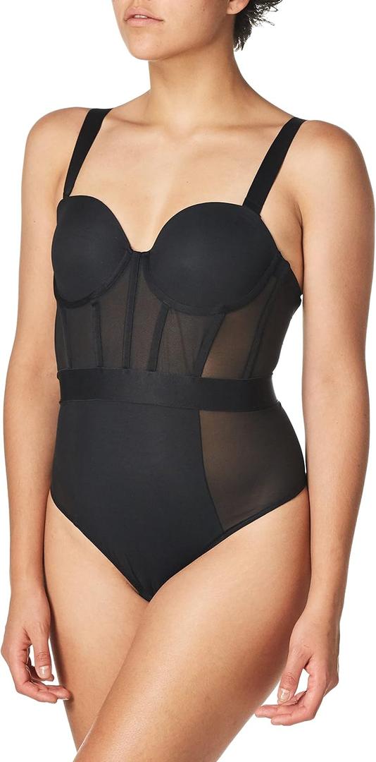 DKNY womens Sheers Strapless Bodysuit (36C, Black)
