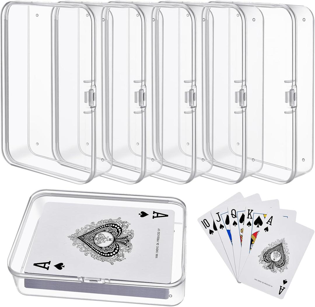 16 Pc Plastic Playing Card Boxes, Snaps Closed Poker Gaming Deck Holder, Standard Size Card Game Storage